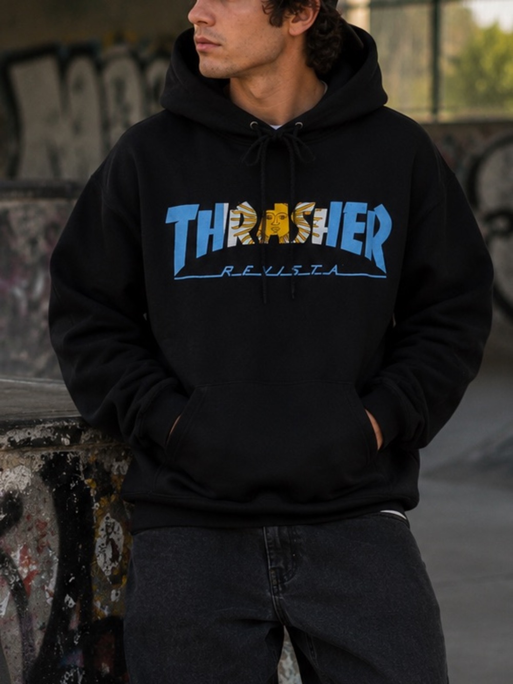 Men’s Thrasher Magazine Revista Black Hoodie Skateboard Grunge